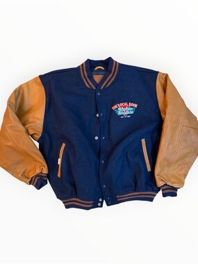 Vintage Golden Bear "The Local Book" Leather & Wool Varsity Jacket